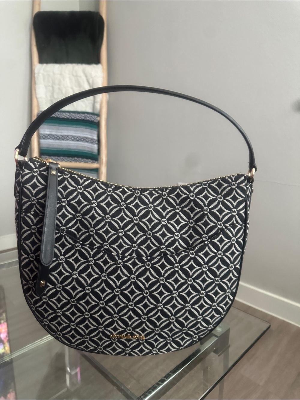 Michael Kors Black & White Geometric Shoulder Bag